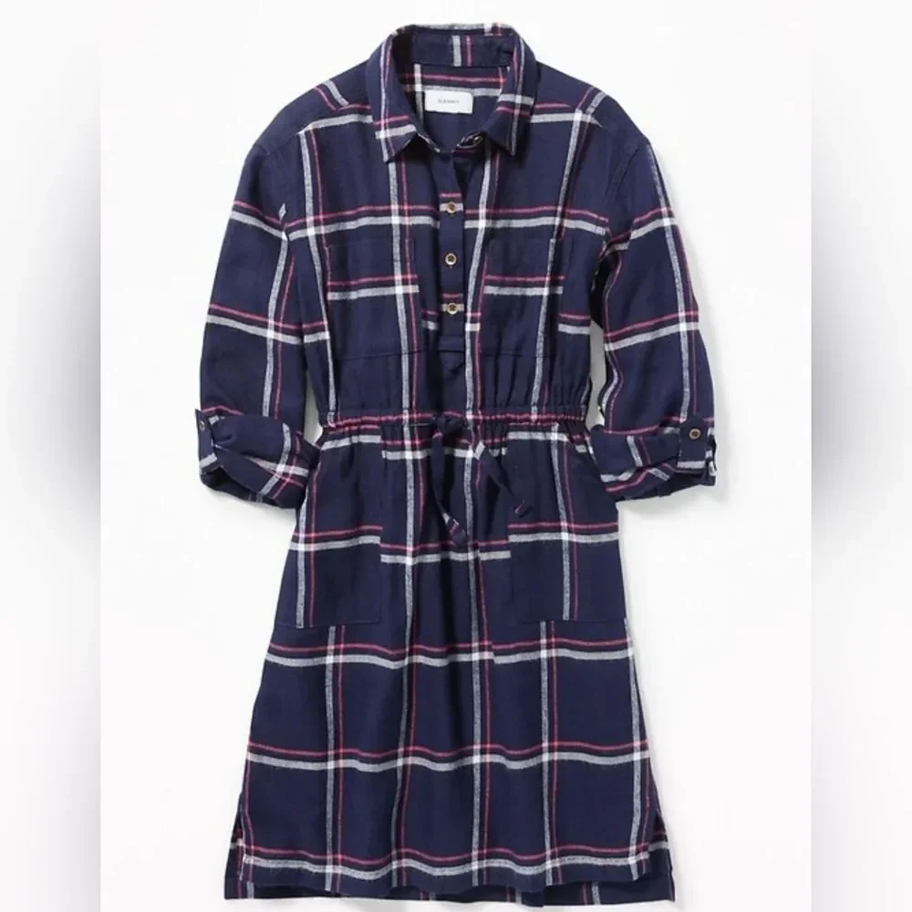 Old Navy Girl's Plaid Flannel Button-Up Dress Size XL 14